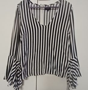 Adult Female Costumes to Hire - B&W stripe blouse - small